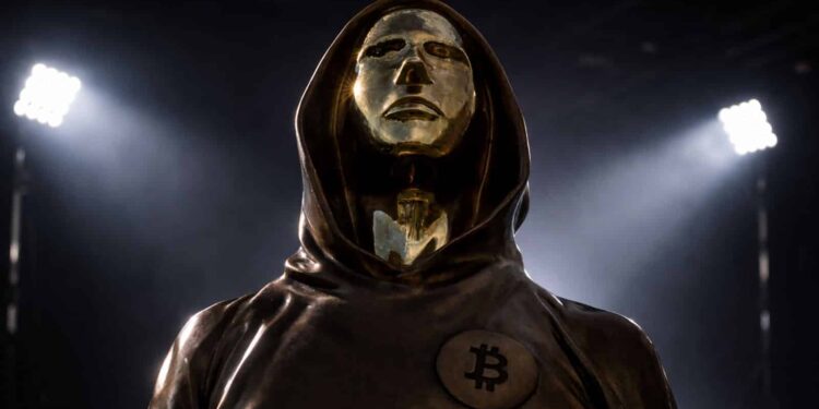 Faceless figure with Bitcoin medallion