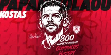 800 παιχνίδια με τον Ολυμπιακό συμπλήρωσε ο Κώστας Παπανικολάου - www.ertsports.gr