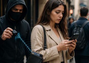 Tech theft on a crowded street