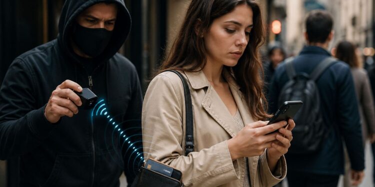 Tech theft on a crowded street