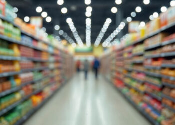 blurry supermarket aisles