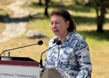 Στην Αρχαία Ζώμινθο στα Ανώγεια της Κρήτης η υπουργός Πολιτισμού Λίνα Μενδώνη