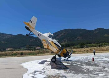 Αεροσκάφος PZL «καρφώθηκε» με τη μύτη στον αεροδιάδρομο Μυτιλήνης – Σώος ο πιλότος