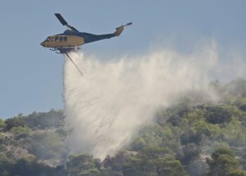 Πυρκαγιά στο Ακόντιο Βοιωτίας – Στη μάχη και εναέρια μέσα