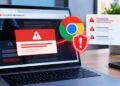 Chrome Phishing Warning on Laptop