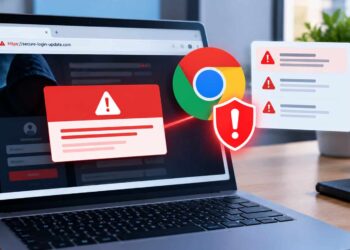 Chrome Phishing Warning on Laptop