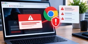 Chrome Phishing Warning on Laptop